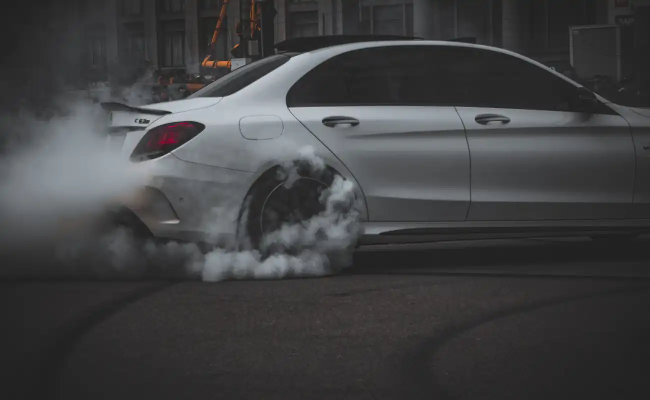 Car performing evasive maneuver during ARMSTEL defensive driving training
